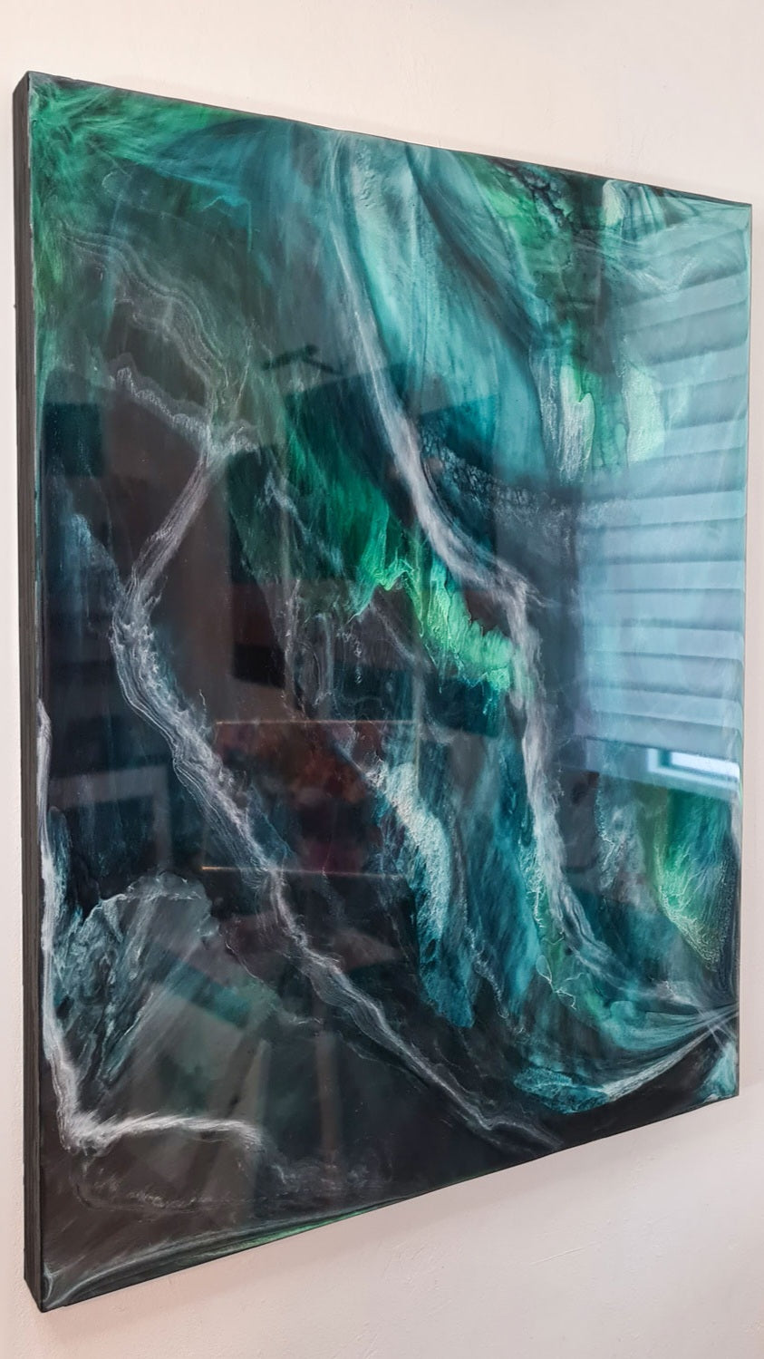 Original abstrakte Kunst aus Epoxidharz - Aurora 60 x 80 cm