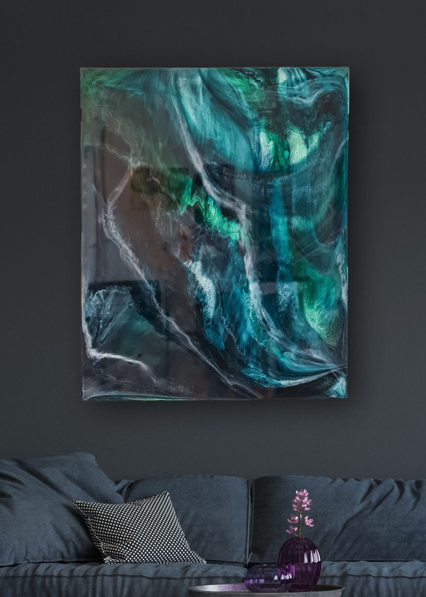 Original abstrakte Kunst aus Epoxidharz - Aurora 60 x 80 cm