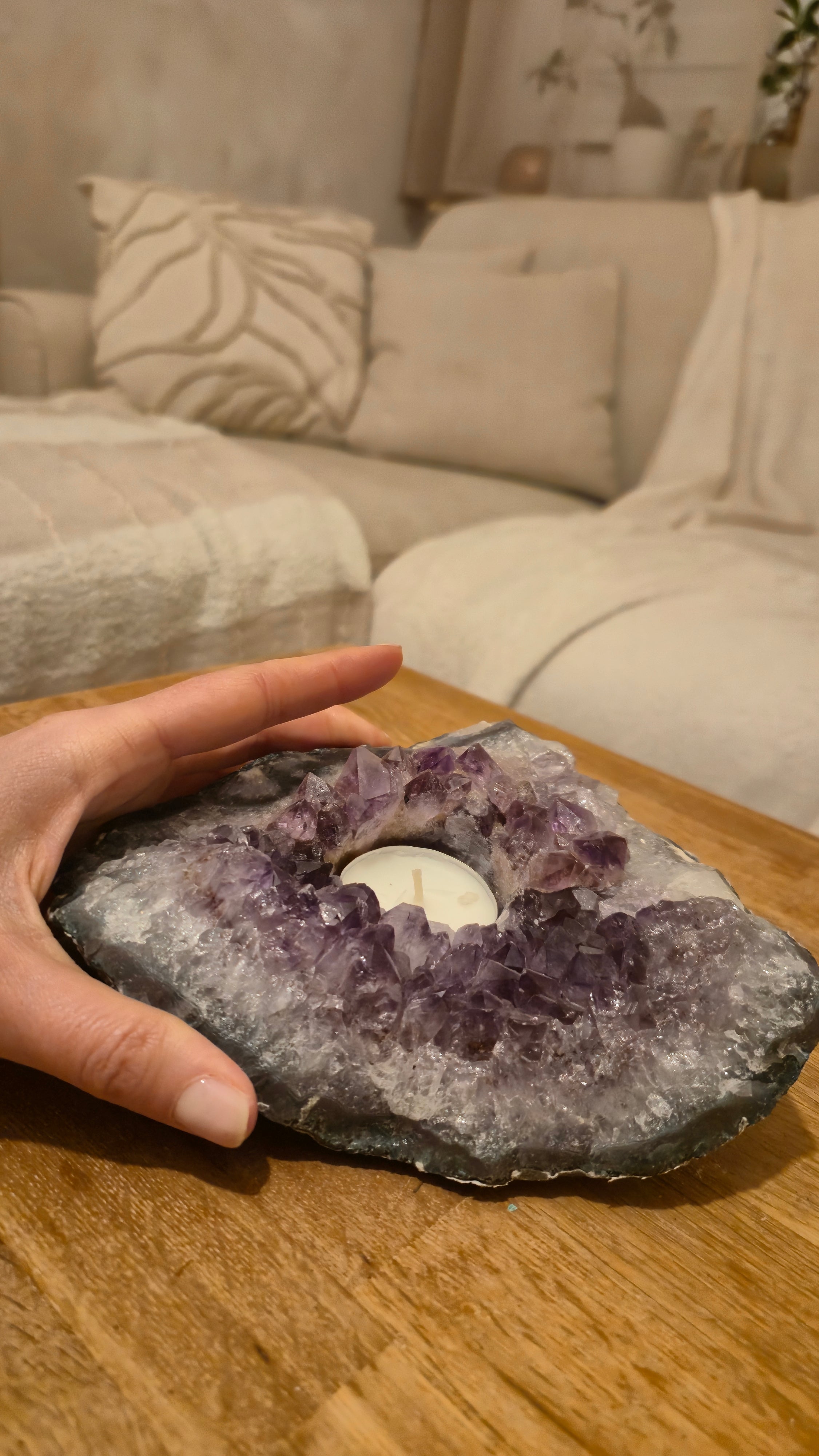 Teelichthalter Amethyst