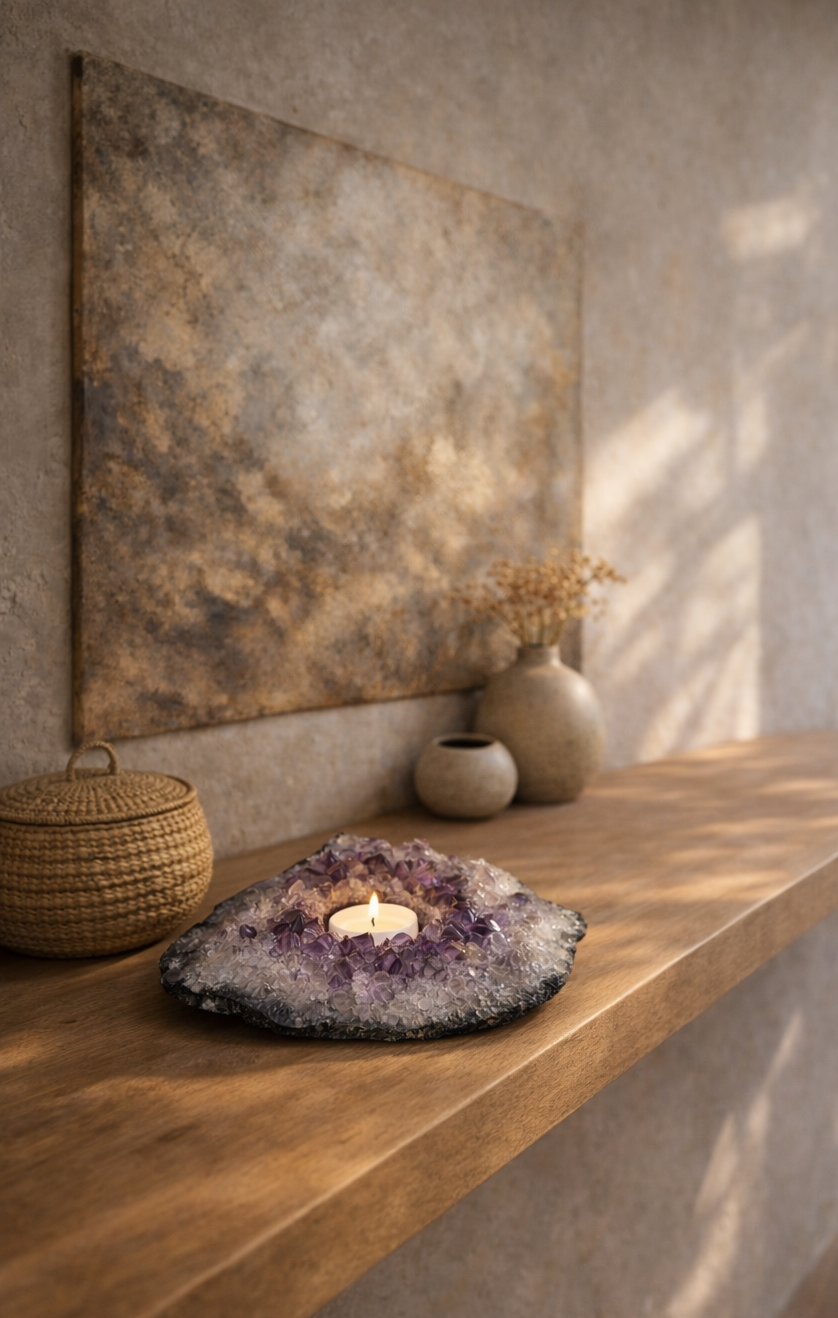 Teelichthalter Amethyst