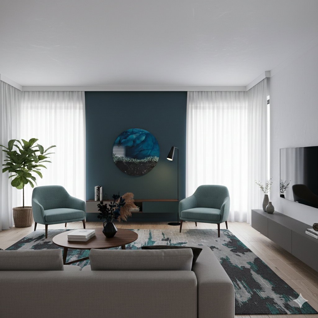 Abstrakte Kunst aus Epoxidharz - Amazonite Ocean 60 cm