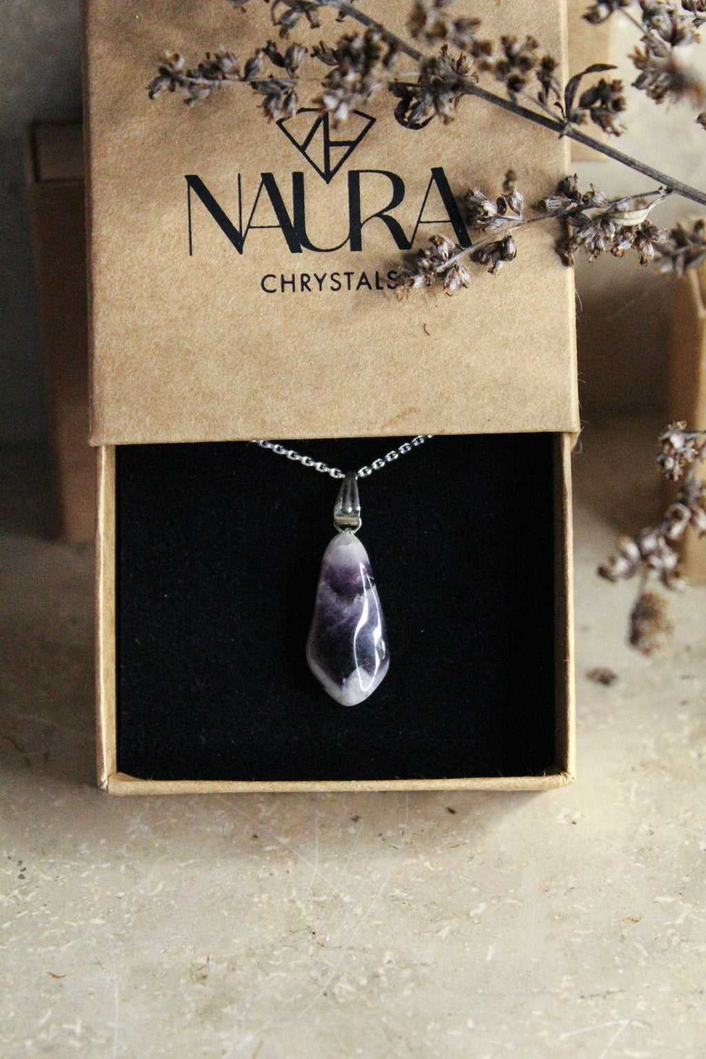 Kette mit Anhänger - Amethyst Trommelstein