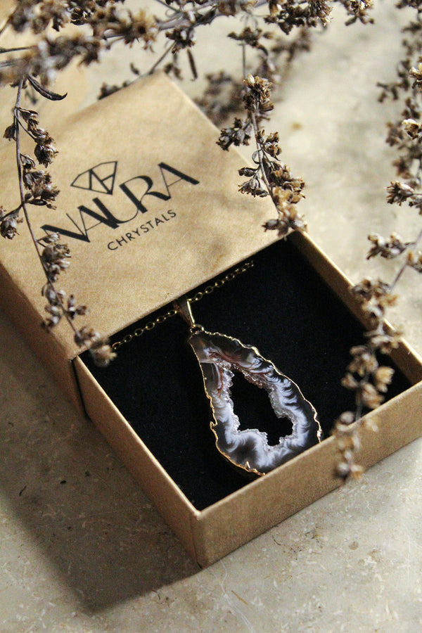 Kette mit Anhänger - Achatscheibe Druse #2