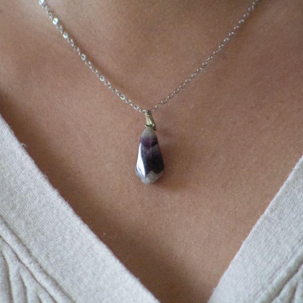 Kette mit Anhänger - Amethyst Trommelstein