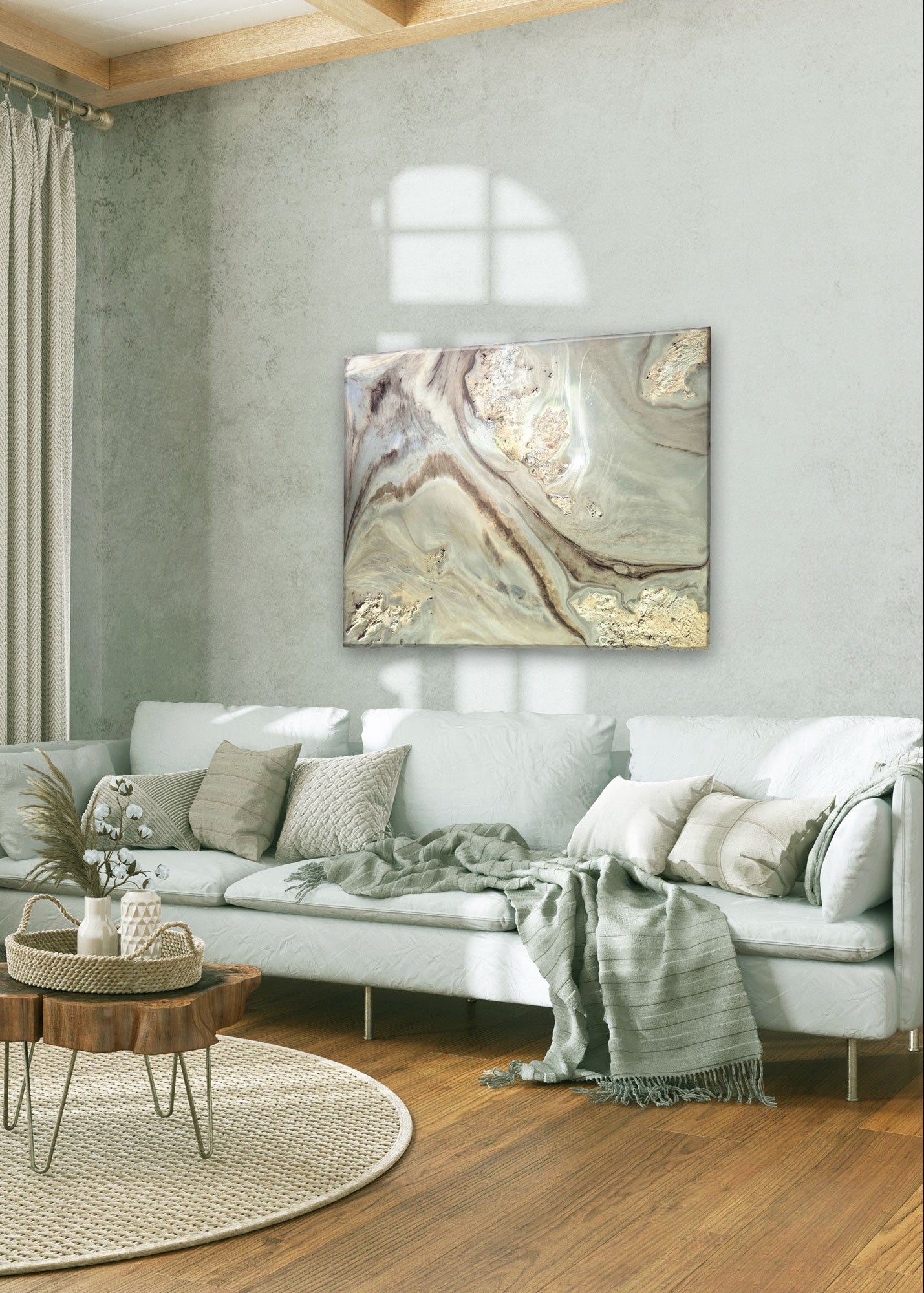 Original abstrakte Kunst aus Epoxidharz und Struktur - Timeless Sands 60 x 80 cm