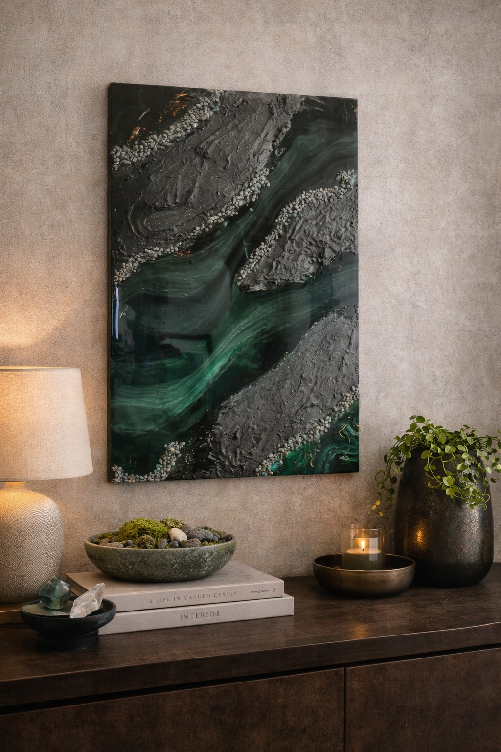 Original abstrakte Kunst aus Epoxidharz - Treasures of nature 50 x 70 cm